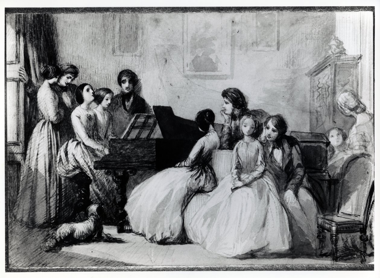 The Drawing Room Concert (toll, tinta és mosás papíron) alkotó: English School