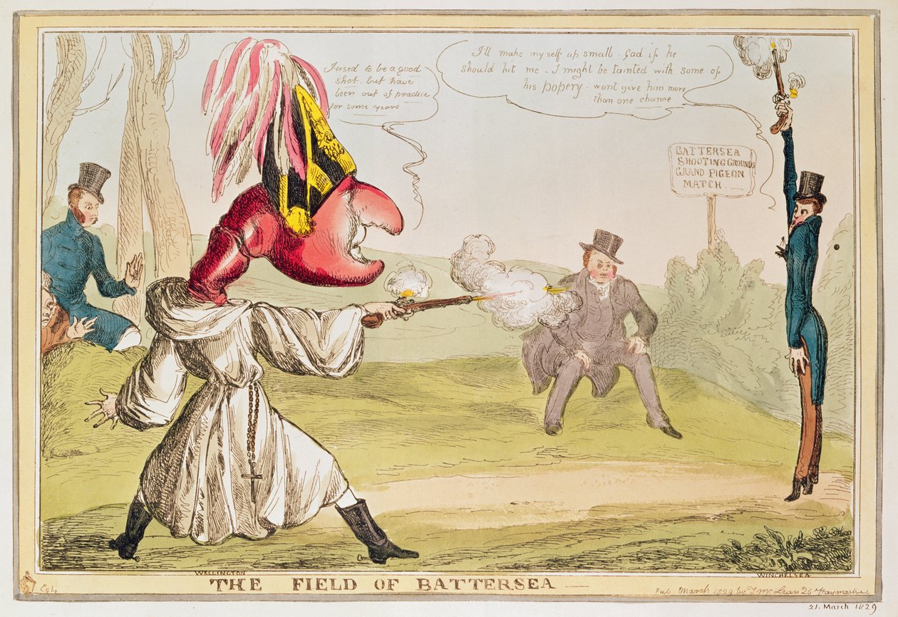 The Field of Battersea, 1829 (színes rézkarc) alkotó: English School