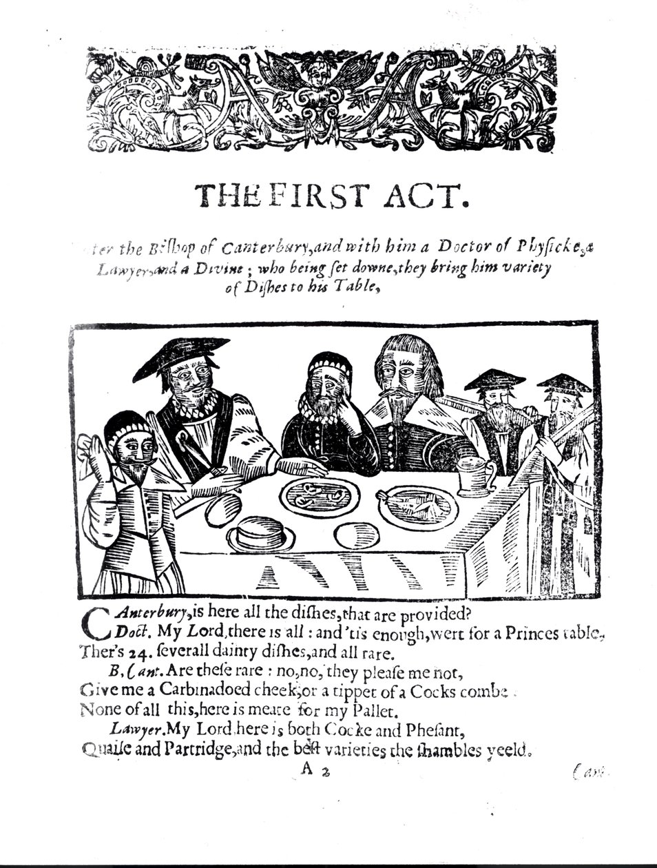 Az első felvonás, egy szatirikus játék William Prynne (1600-69) ellen alkotó: English School