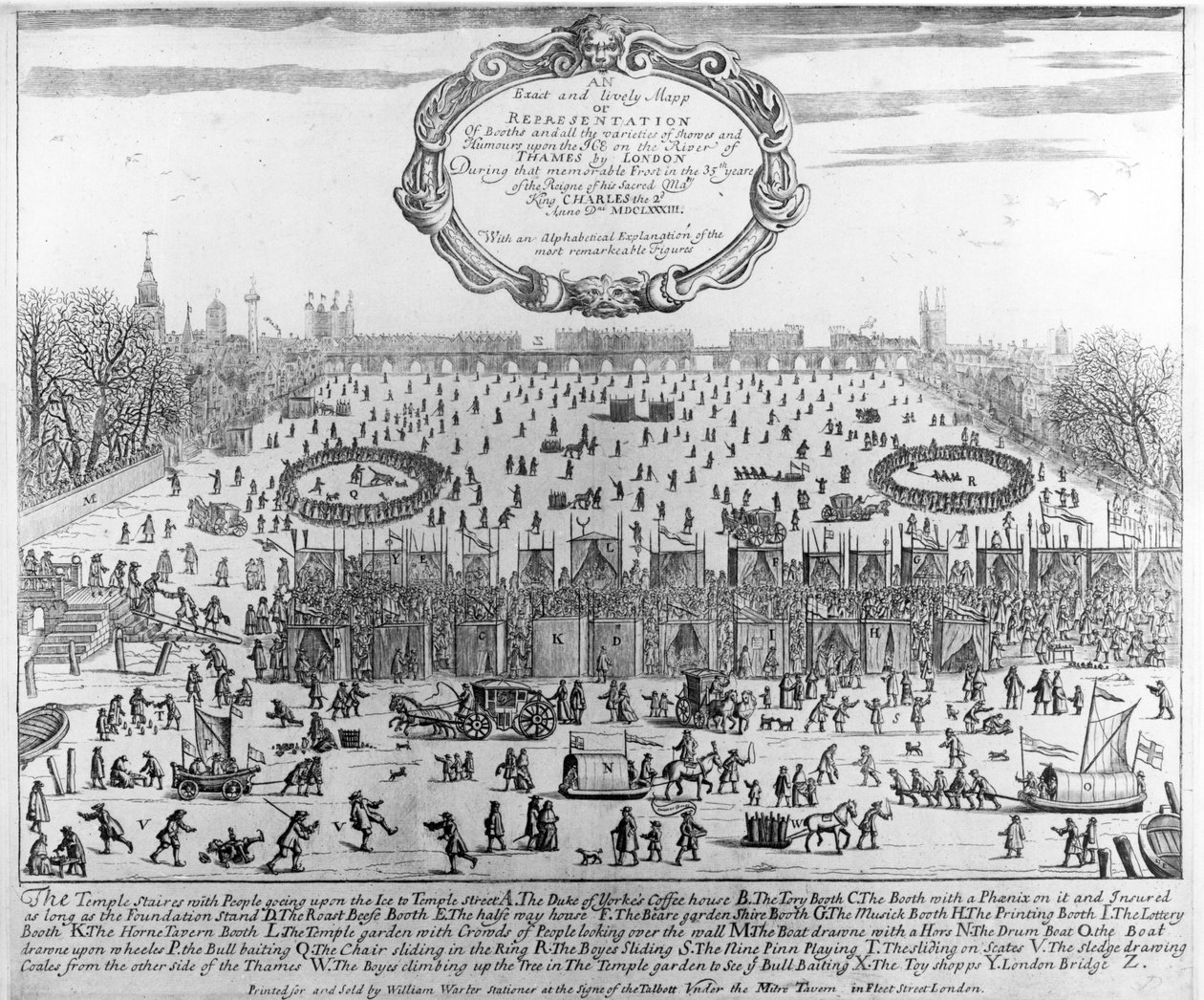 1683-84 téli fagyvásár a Temzén, az Old London Bridge-vel a távolban. 1684 körül alkotó: English School