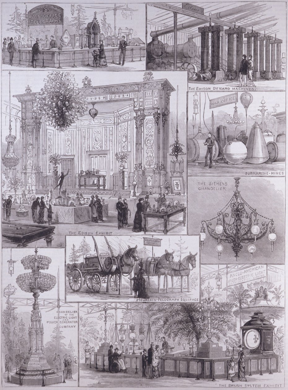 Nemzetközi Elektromos Kiállítás a Crystal Palace-ban, a „The Illustrated London News”-ból, 1882. április 3. alkotó: English School