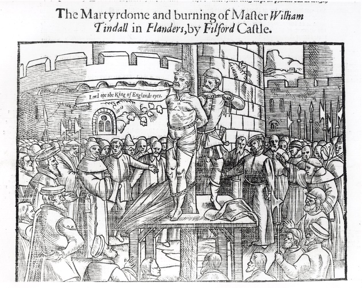 William Tindall mester (kb.1494-1536) Martydome és égetése Flandriában, a Filford kastélynál, John Foxe (1516-87) „Cselekedetek és emlékművek” című művéből, 1563 alkotó: English School