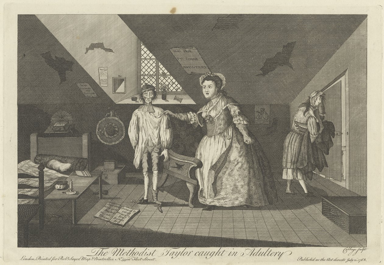 A metodista Taylort házasságtörésen fogták el, 1768 alkotó: English School
