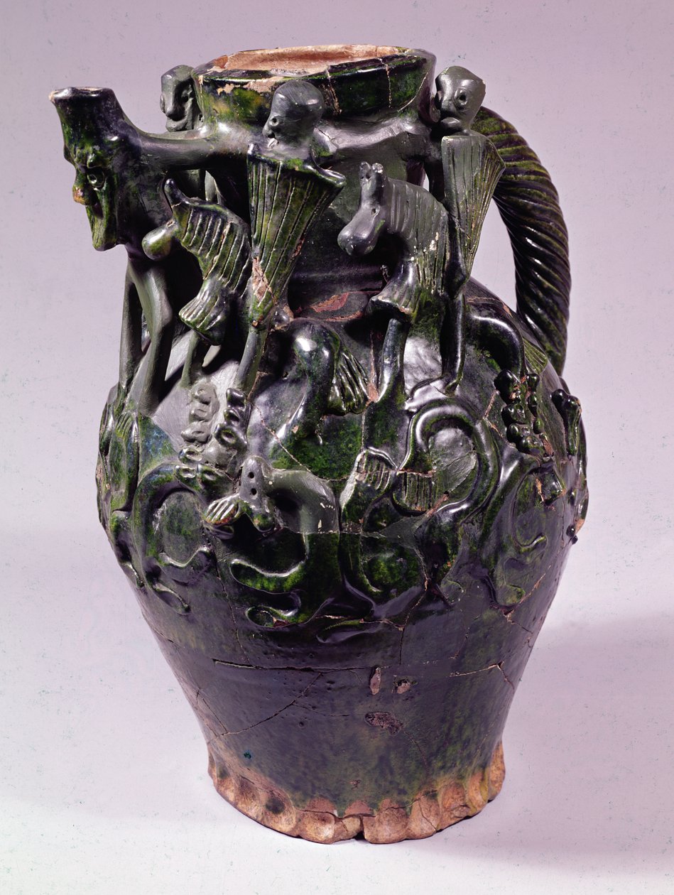 The Moot Hall Jug, ólommázas, valószínűleg Nottinghamből vagy Lincolnból, 1270 körül (kerámia) alkotó: English School