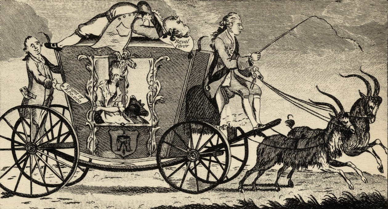 A New Vis a Vis vagy Florizel, aki Perditát vezeti, a Ramblers magazinból, 1783. augusztus alkotó: English School