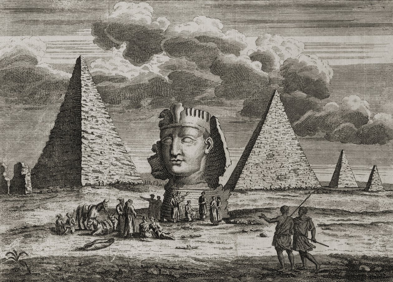 Piramisok és Szfinx Gízában, Egyiptom, 1725 körül alkotó: English School