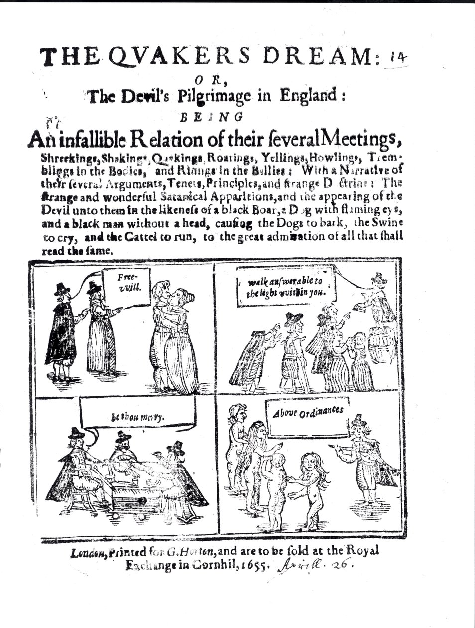 A kvékerek álma vagy az ördög zarándokútja Angliában, kocsma. 1655-ben alkotó: English School