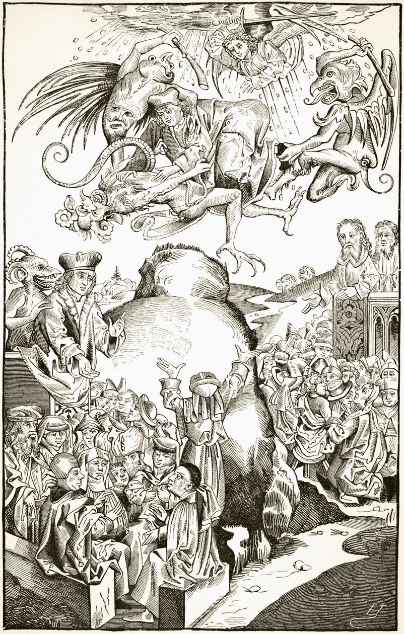 Az Antikrisztus uralkodása, az 1493-as „Liber Chronicarum” metszet után, Paul Lacroix „Tudomány és irodalom a középkorban” című művéből, 1878 alkotó: English School