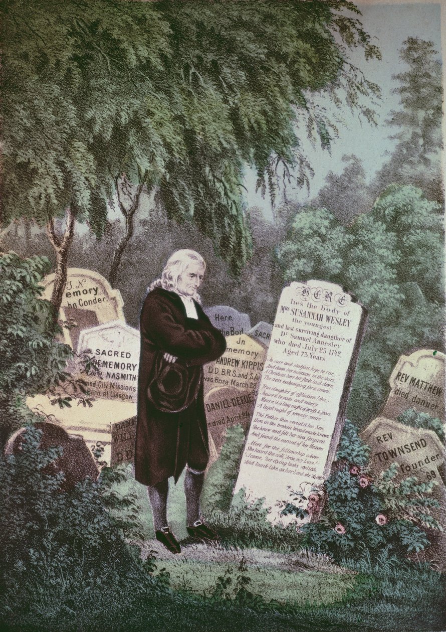 John Wesley tiszteletes meglátogatja anyja sírját alkotó: English School