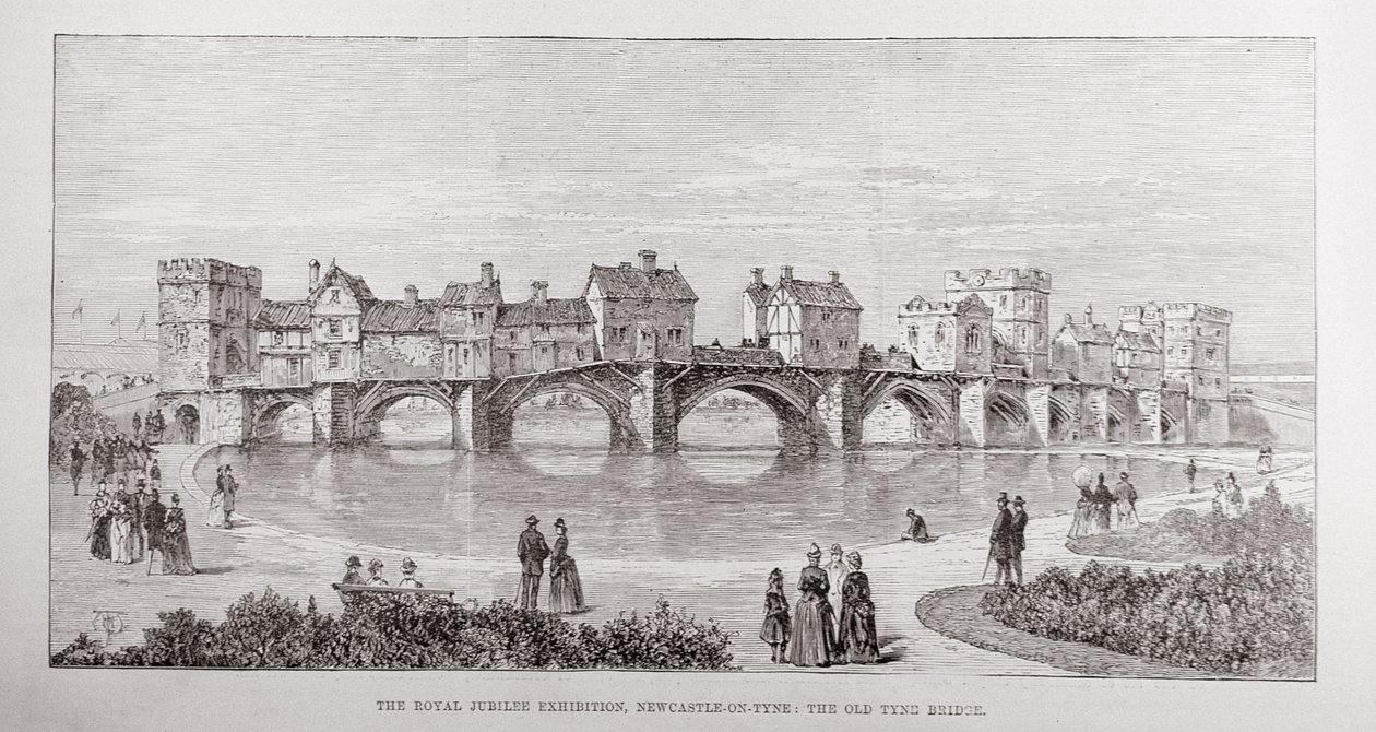 The Royal Jubilee Exhibition, Newcastle-on-Tyne: The Old Tyne Bridge, a „The Illustrated London News”-ból, 1887. május 14. alkotó: English School