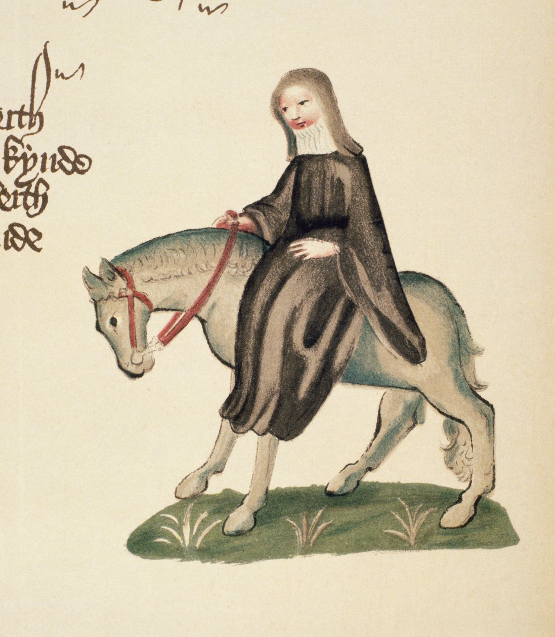A második apáca, részlet a Canterbury-mesékből, Geoffrey Chaucer (c.1342-1400) Ellesmere-kézirat, fakszimile kiadás, 1911 (az eredeti részleteket lásd: 128940) alkotó: English School