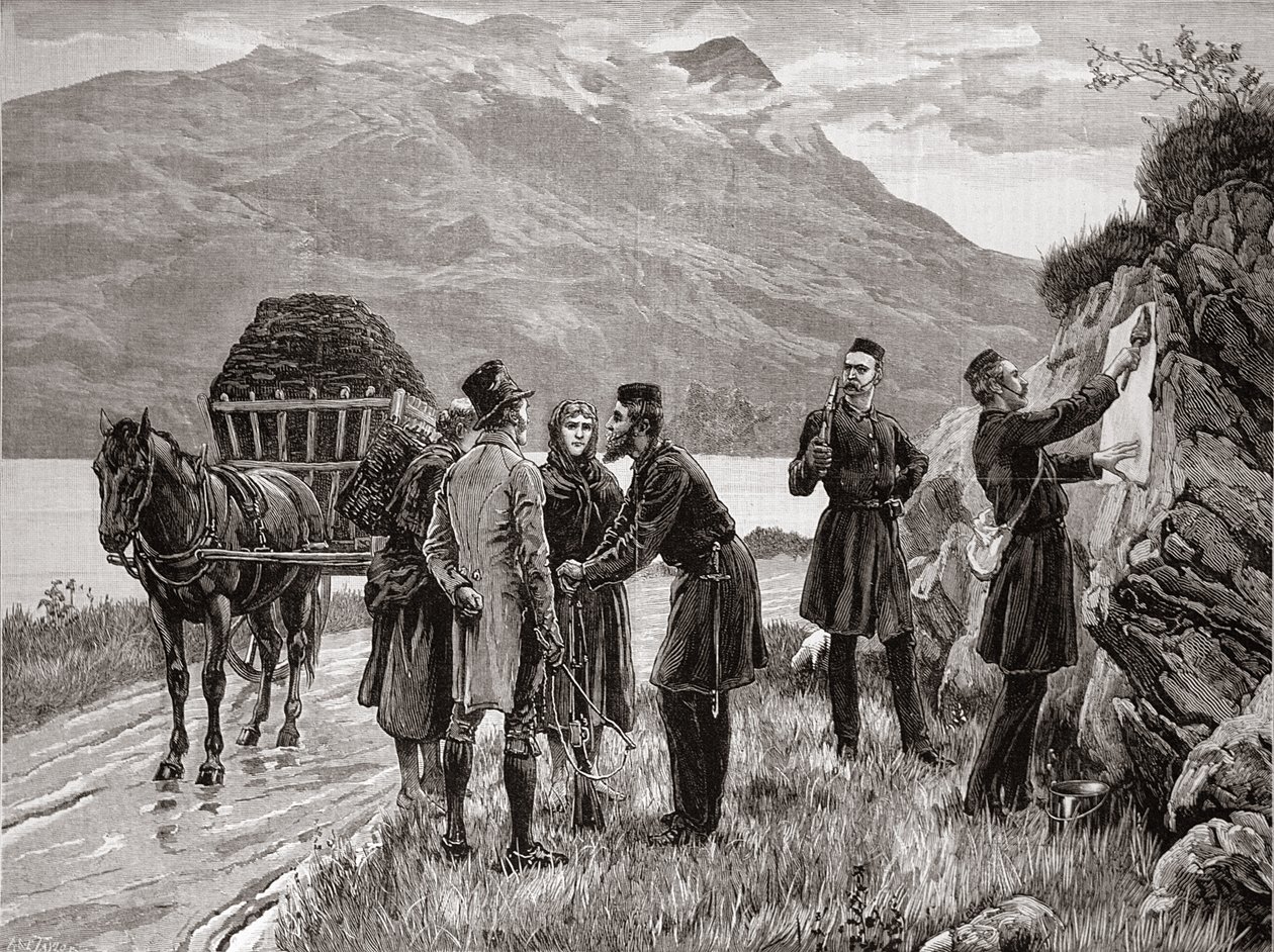 Ír állam: a kormánynyilatkozat közzététele Connemarában, a „The Illustrated London News”-ból, 1881. november 19. alkotó: English School