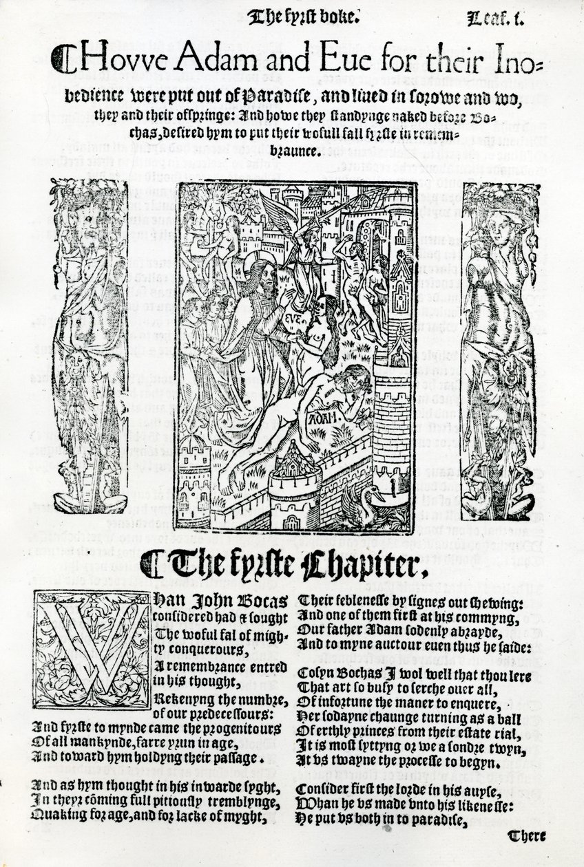 Ádám és Éva története Boccaccio „De Casibus Virorum Illustrium” című művéből, angol kiadás 1527-ben alkotó: English School