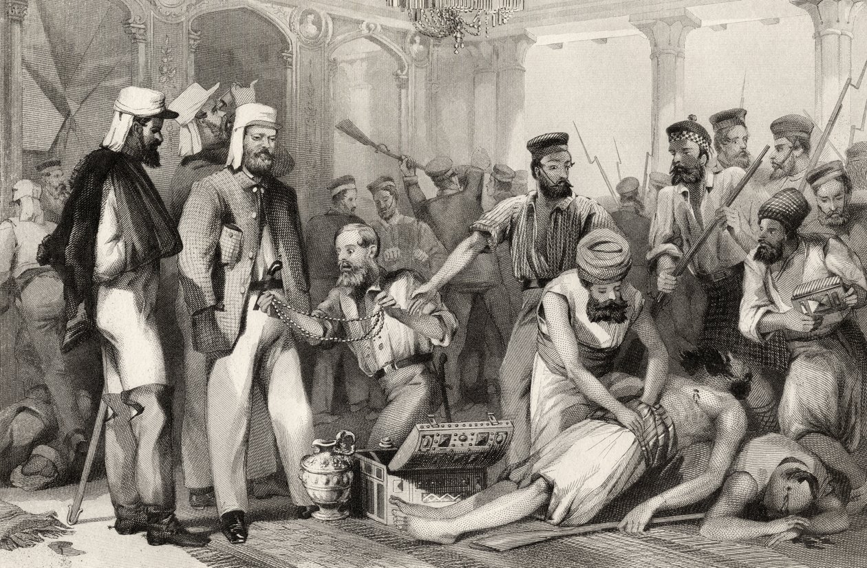 A Times tudósítója a Kaiser Bach kirúgását nézi Lucknow elfoglalása után 1858. március 15-én alkotó: English School