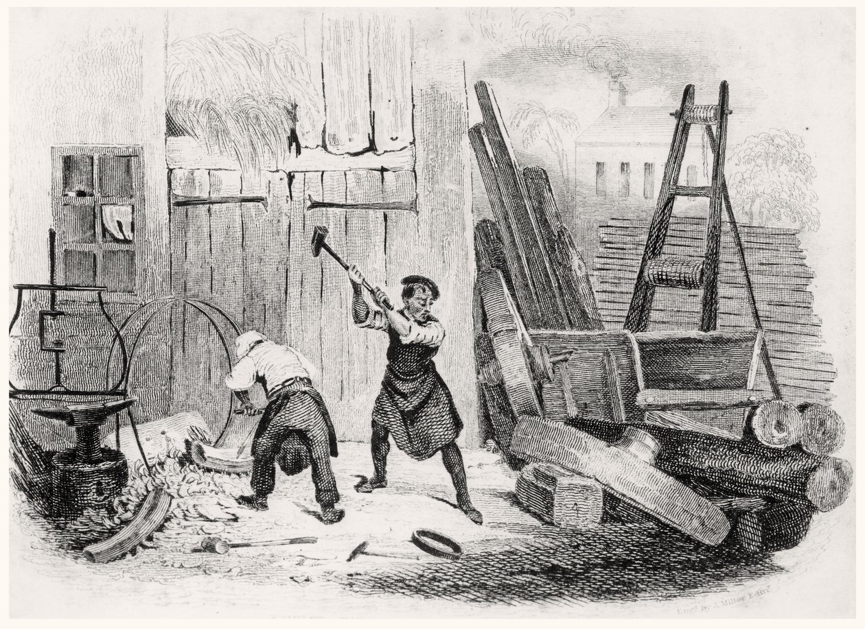The Wheel Wright, a Kereskedések könyvéből, J. Miller metszete, 1836 alkotó: English School