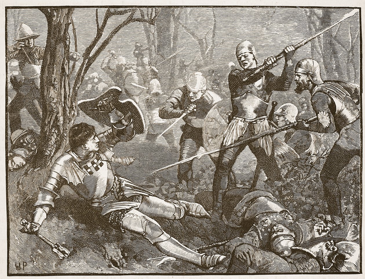 A King Maker halála a barnet-i csatában, 1880 körül, illusztráció a Cassells Illustrated History of Englandből (szépia fotó) alkotó: English School