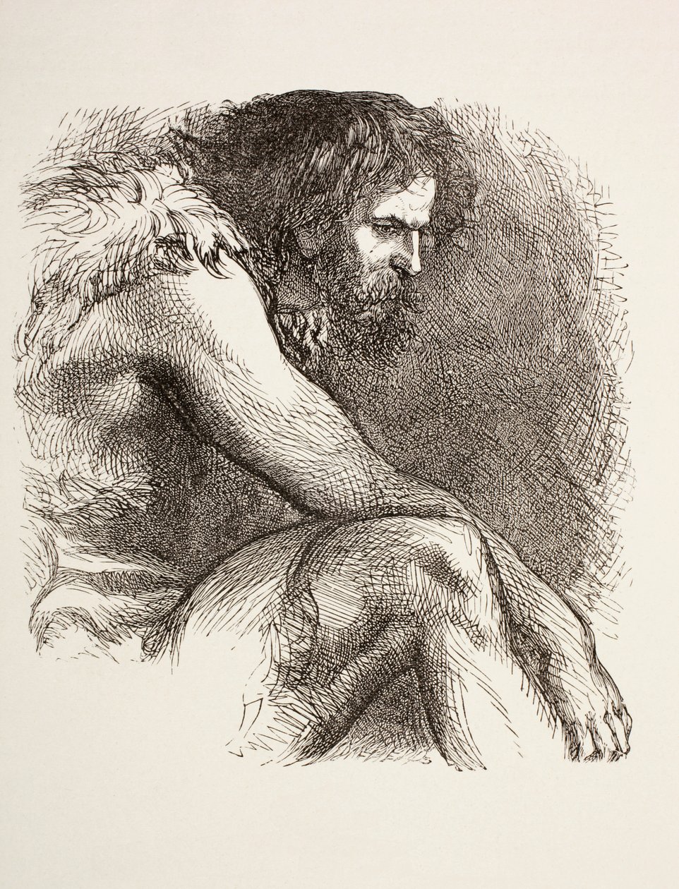 Timon az athéni Timonban lévő barlangjában a „The Illustrated Library Shakespeare”-ből, 1890 Londonban alkotó: English School