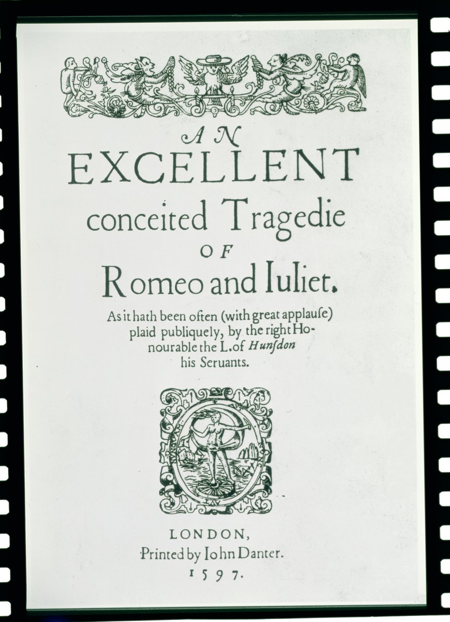 Címlap William Shakespeare (1564-1616) Rómeó és Júlia című művéből, 1597 alkotó: English School