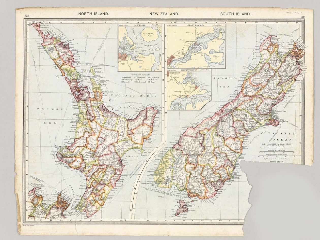 Taranaki (Új-Zéland) két térképe, amely a Middlesex ezred hadműveleteit mutatja a maori háború alatt, 1860-72 alkotó: English School