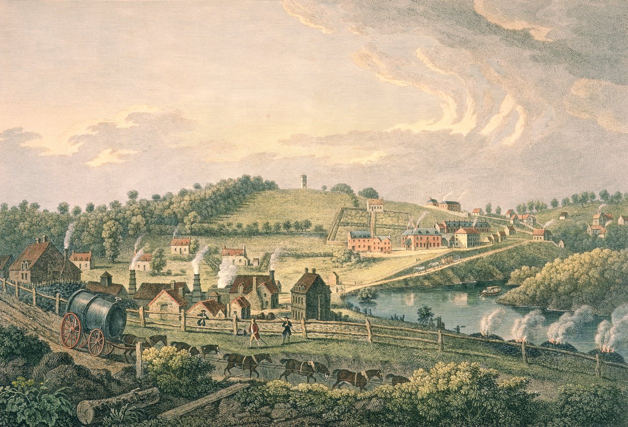 F. Vivares által metszett Upper Works at Coalbrookdale, Shropshire, 1758-ban alkotó: English School