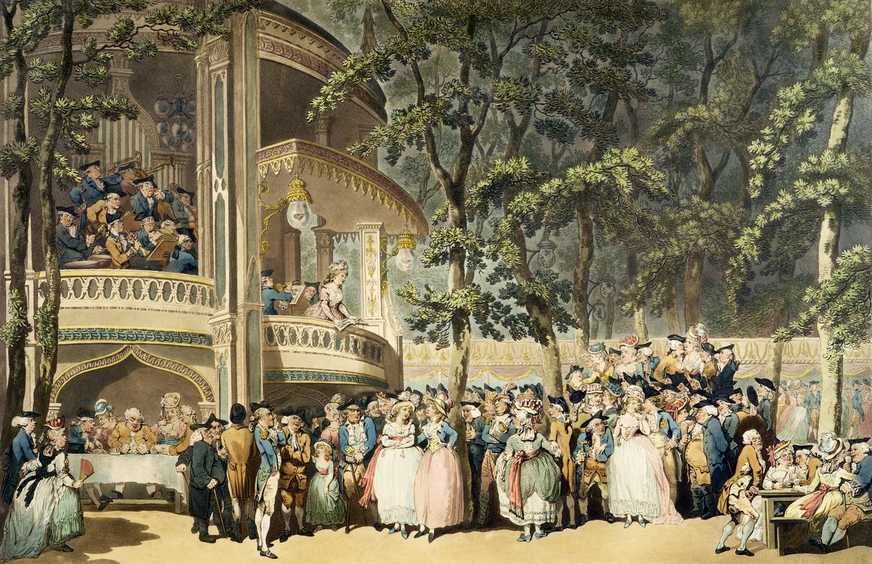 Vauxhall Gardens, R. Pollard, Thomas Rowlandson (1756-1827) akvarellje nyomán alkotó: English School