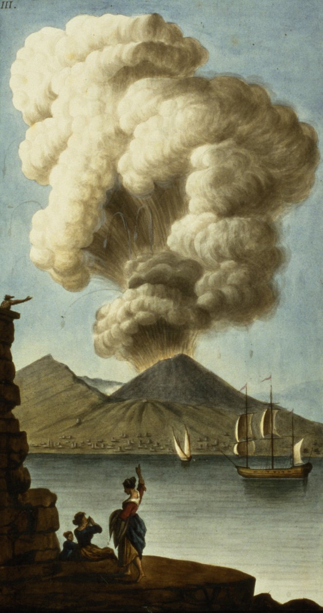 A Vezúv kitörése, Sir William Hamiltons III. lemeze Campi Phlegraeiae (kiegészítés), 1779 (wc) alkotó: English School