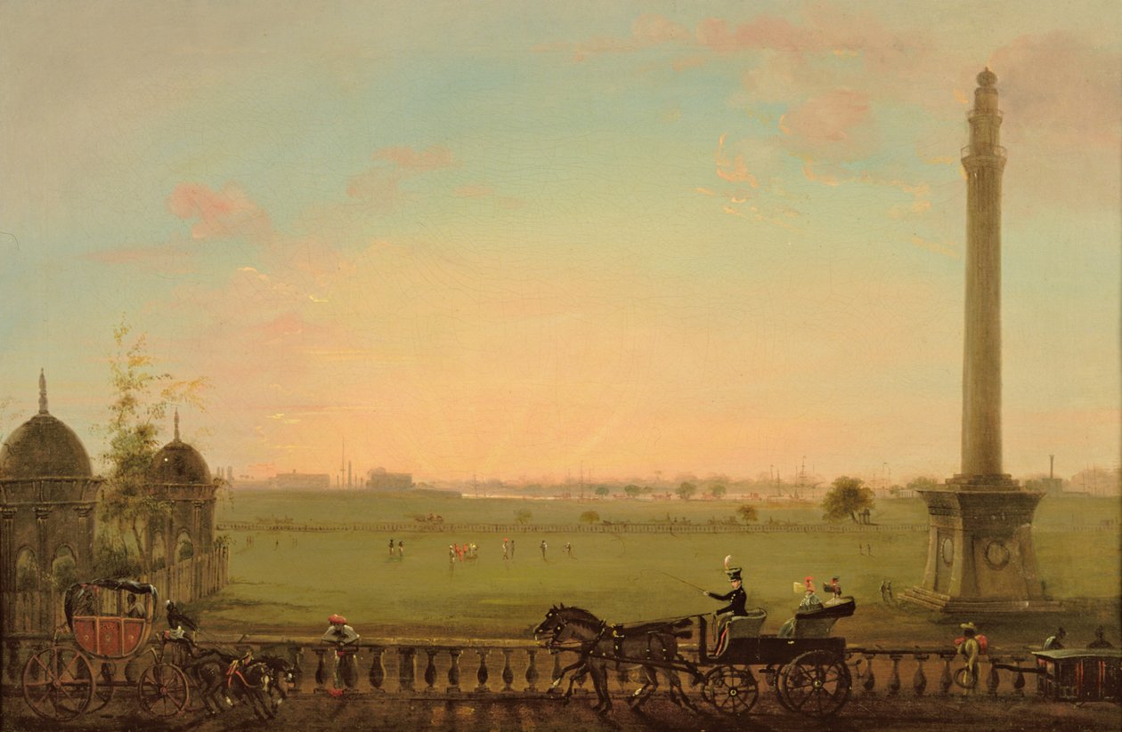 Kilátás a Chowringhee Roadról, Calcutta, a Hoogly folyó felé, 1840 körül alkotó: English School