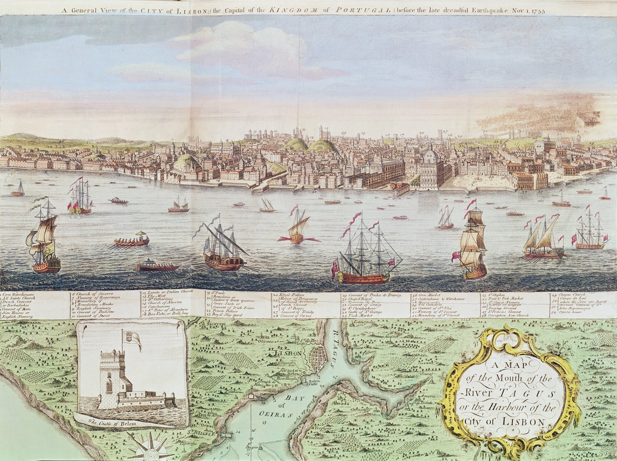 Lisszabon látképe, 1755 alkotó: English School