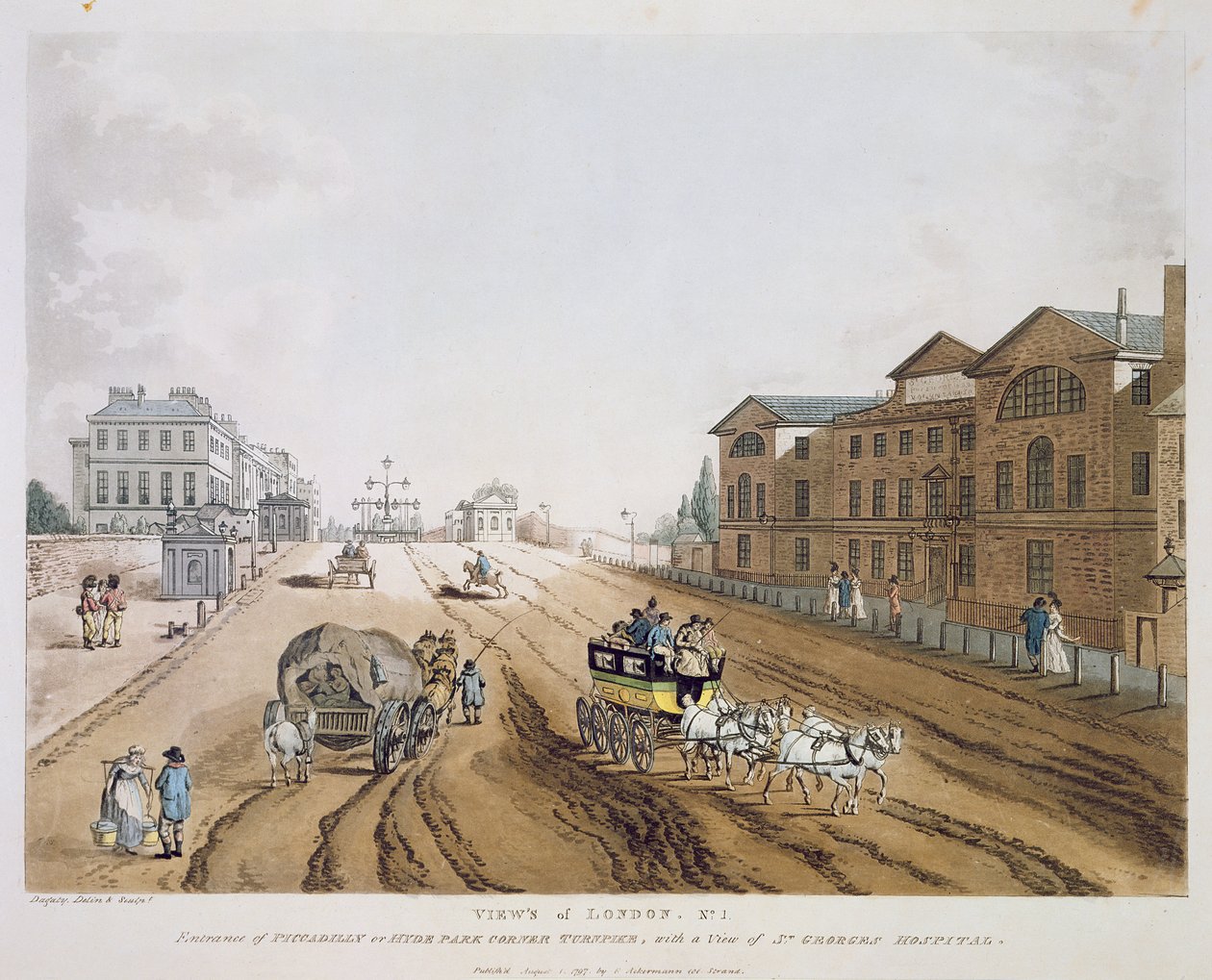 London látképe, 1797 (színes metszet) alkotó: English School