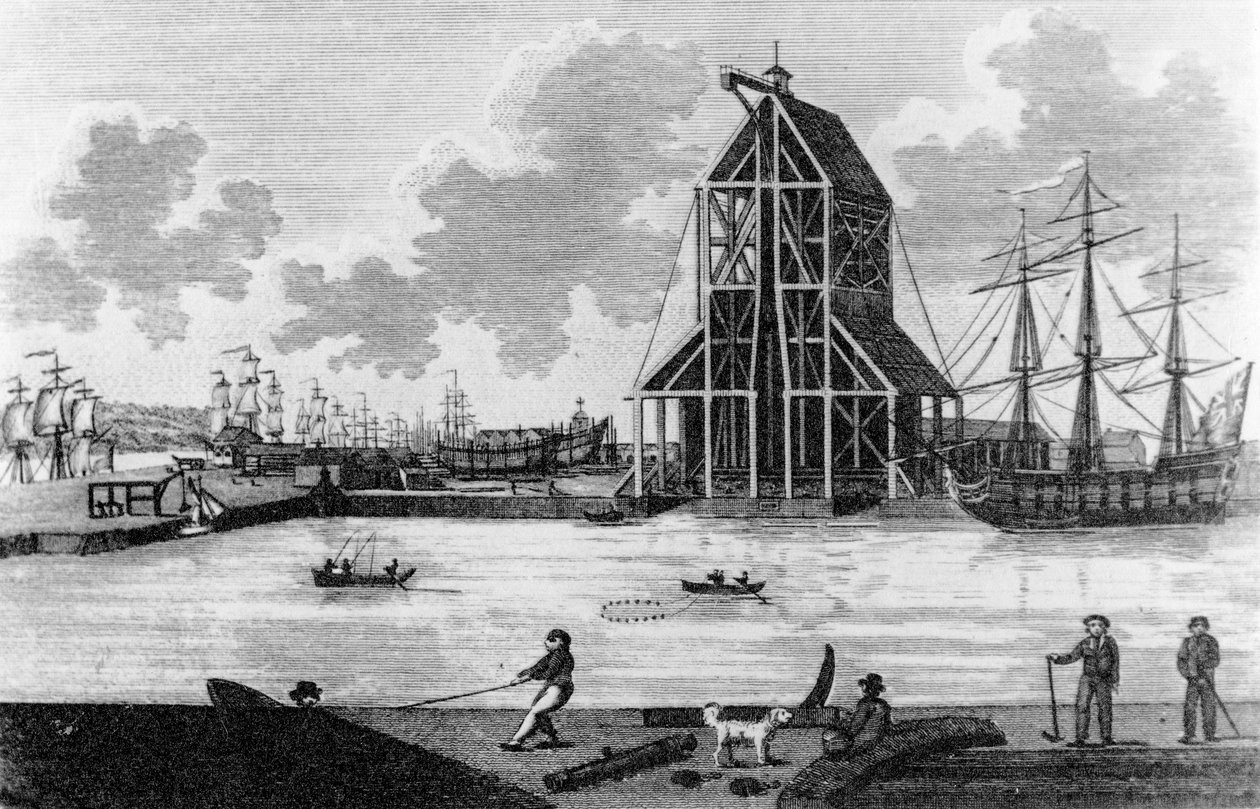 Kilátás Mr. Perry dokkjára Blackwallban, 1789 körül alkotó: English School