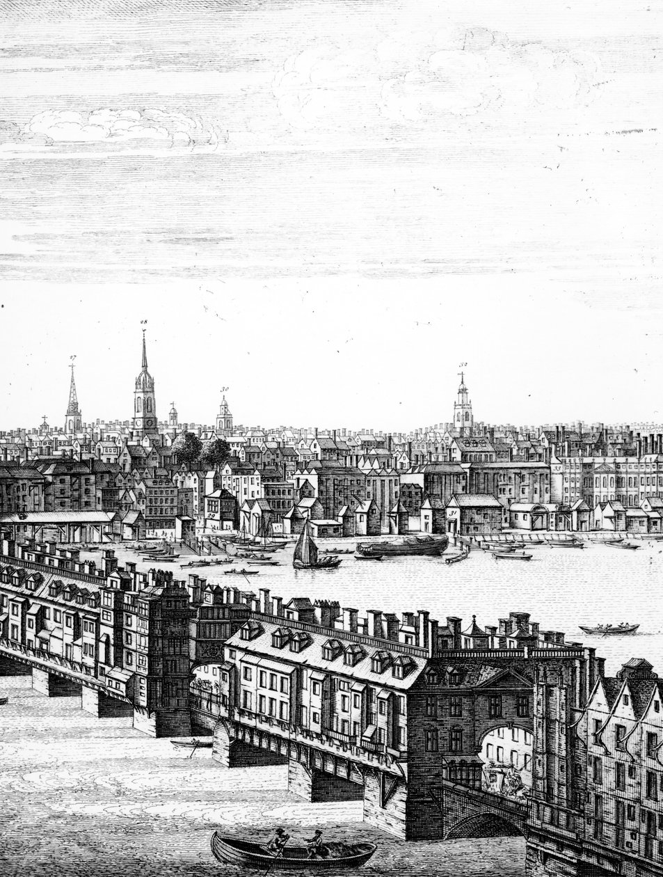 Kilátás az Old London Bridge-re alkotó: English School