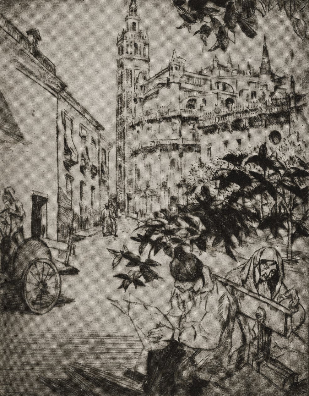 Kilátás a sevillai katedrálisra alkotó: English School