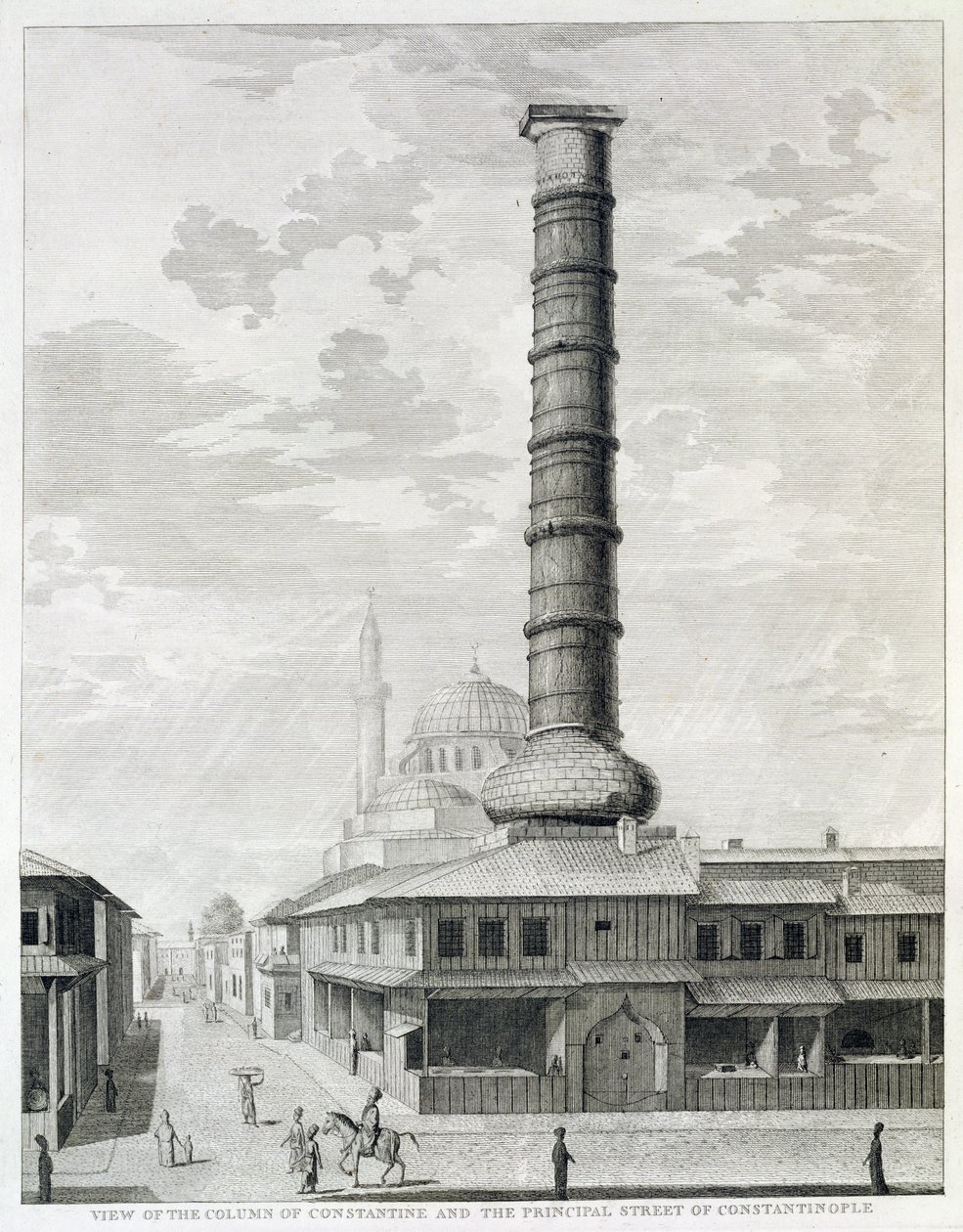 Kilátás a Konstantin-oszlopra és Konstantinápoly főutcájára alkotó: English School