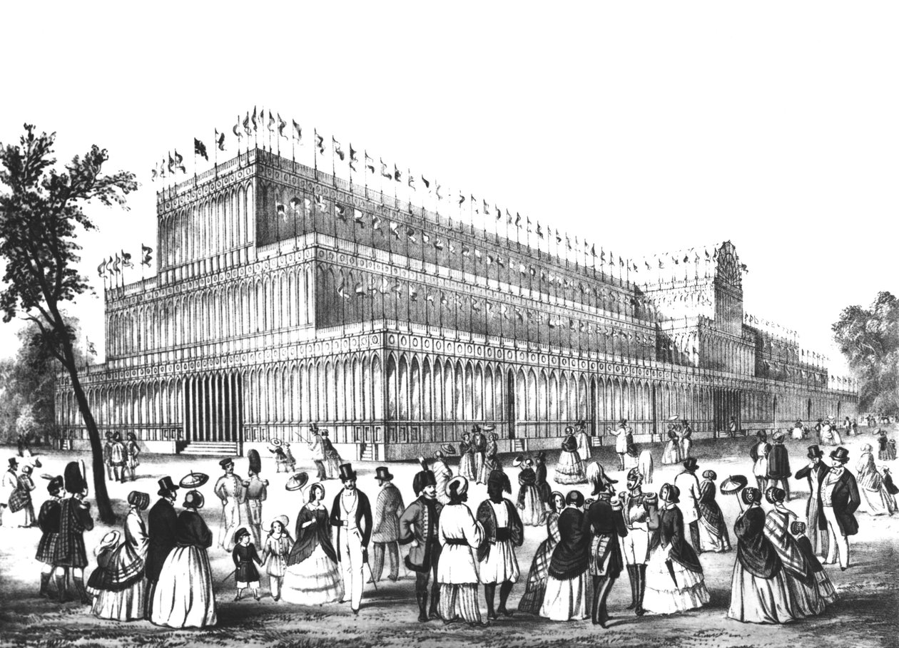 Kilátás az 1851-es Nagy Kiállításra épült Kristálypalotára alkotó: English School