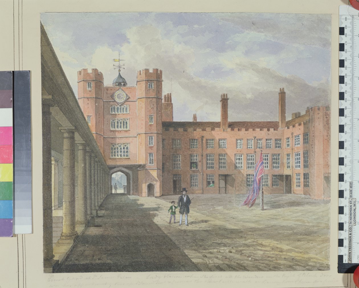 Kilátás a Szent Jakab-palota udvarára, 1841 alkotó: English School