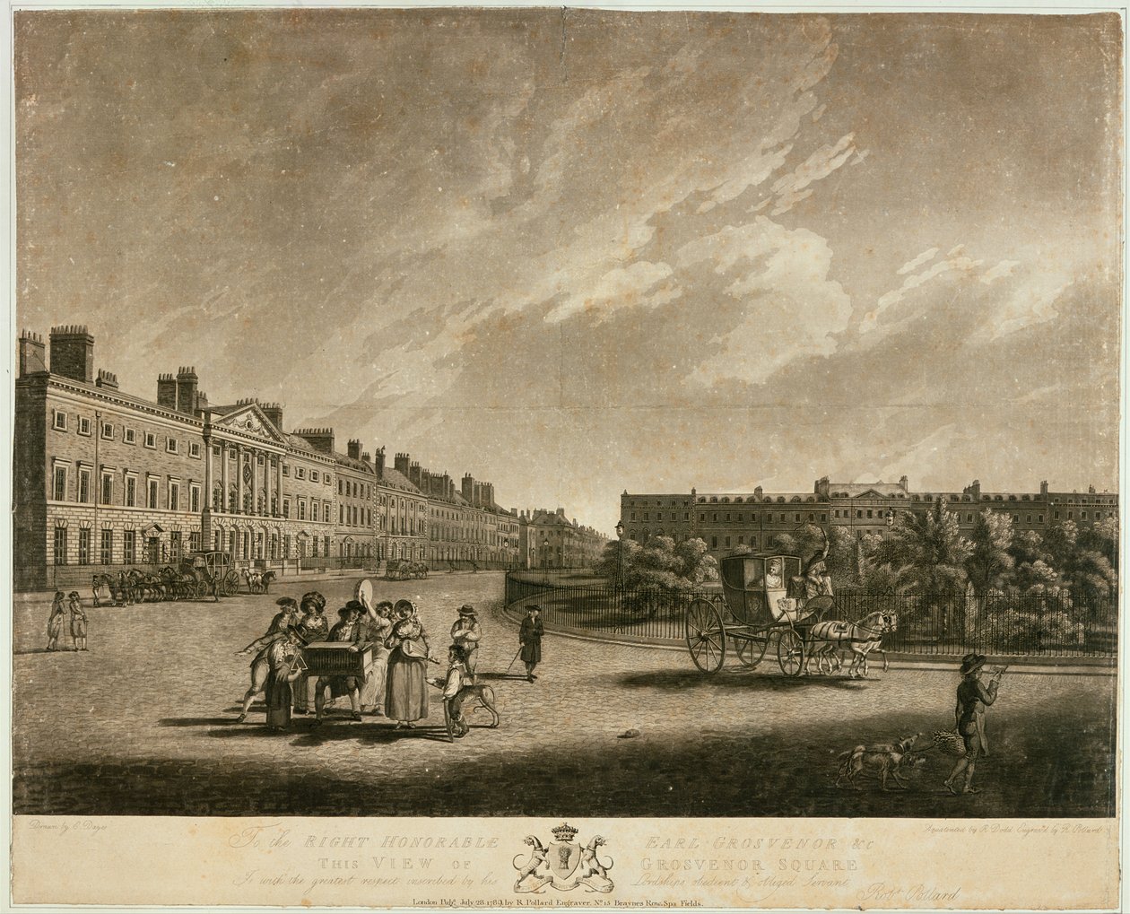 Kilátás a Grosvenor tér északi oldalára, 1789 alkotó: English School
