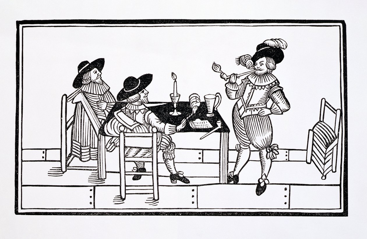 Szőlészek egy Tudor sörházban, az Egészséget mindenkinek, 1642 alkotó: English School