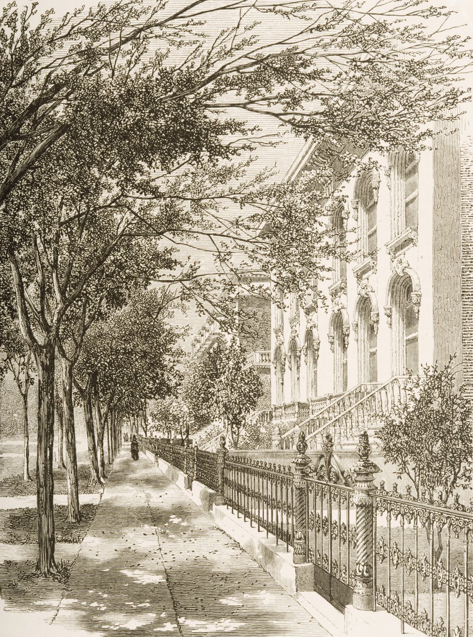 Wabash Avenue, Chicago, 1870 körül, a Religious Tract Society által kiadott „American Pictures”-ből, 1876 alkotó: English School