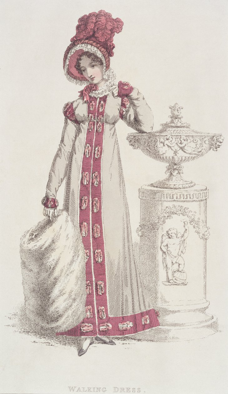 Sétálóruha, 1819. december, az Ackermanns Művészetek Tárából alkotó: English School