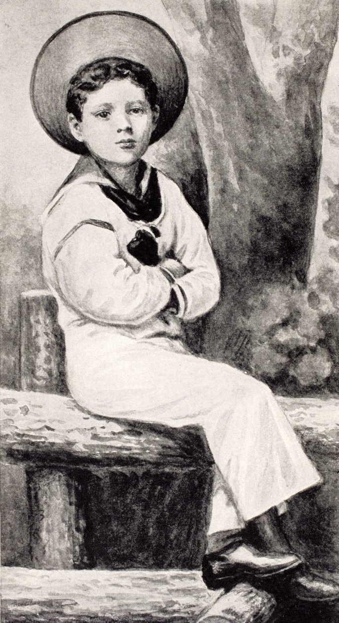 Winston Churchill öt éves, a Scribner által kiadott „A Roving Commission by Winston S. Churchill” című művéből, 1930 alkotó: English School