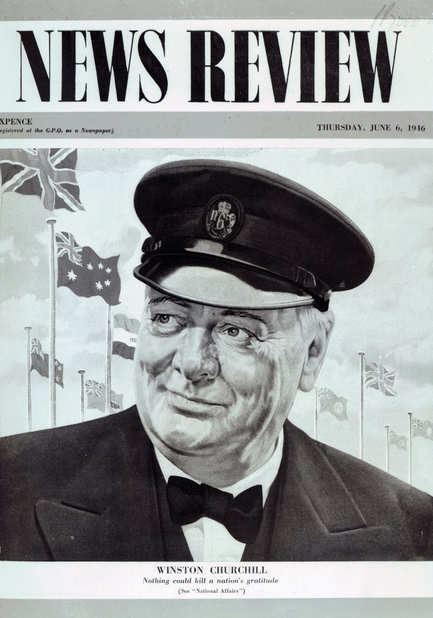 Winston Churchill, a News Review első borítójáról, 1946. június 6. (nyomtatott) alkotó: English School