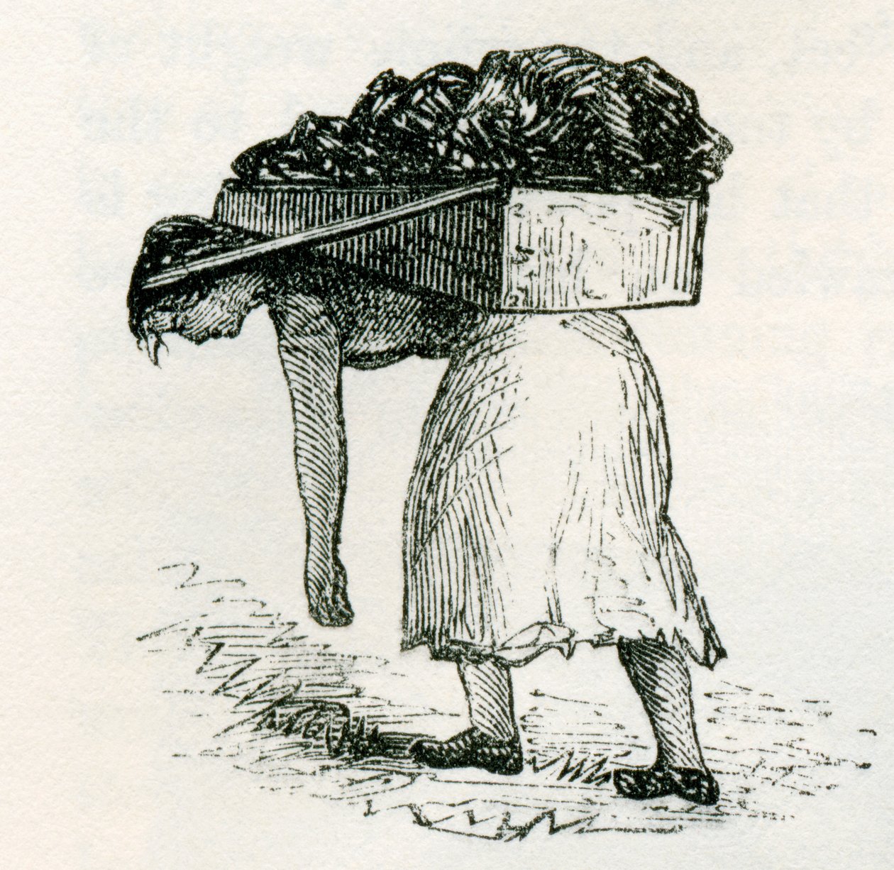 Nő szenet hord a felszínre kelet-skóciai bányákban, Charles Tomlinson „Cyclopaedia of Useful Arts and Manufactures” című művéből alkotó: English School