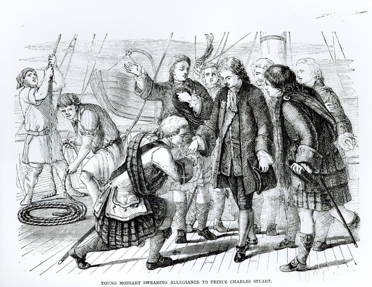 A fiatal Moidart hűséget esküdött Charles Edward Stuart hercegnek (1720-88) alkotó: English School