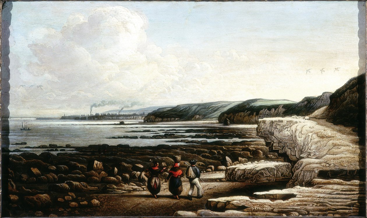 Coast Scene, Cullercoats (olaj és ceruza a kártyán) alkotó: English School English School