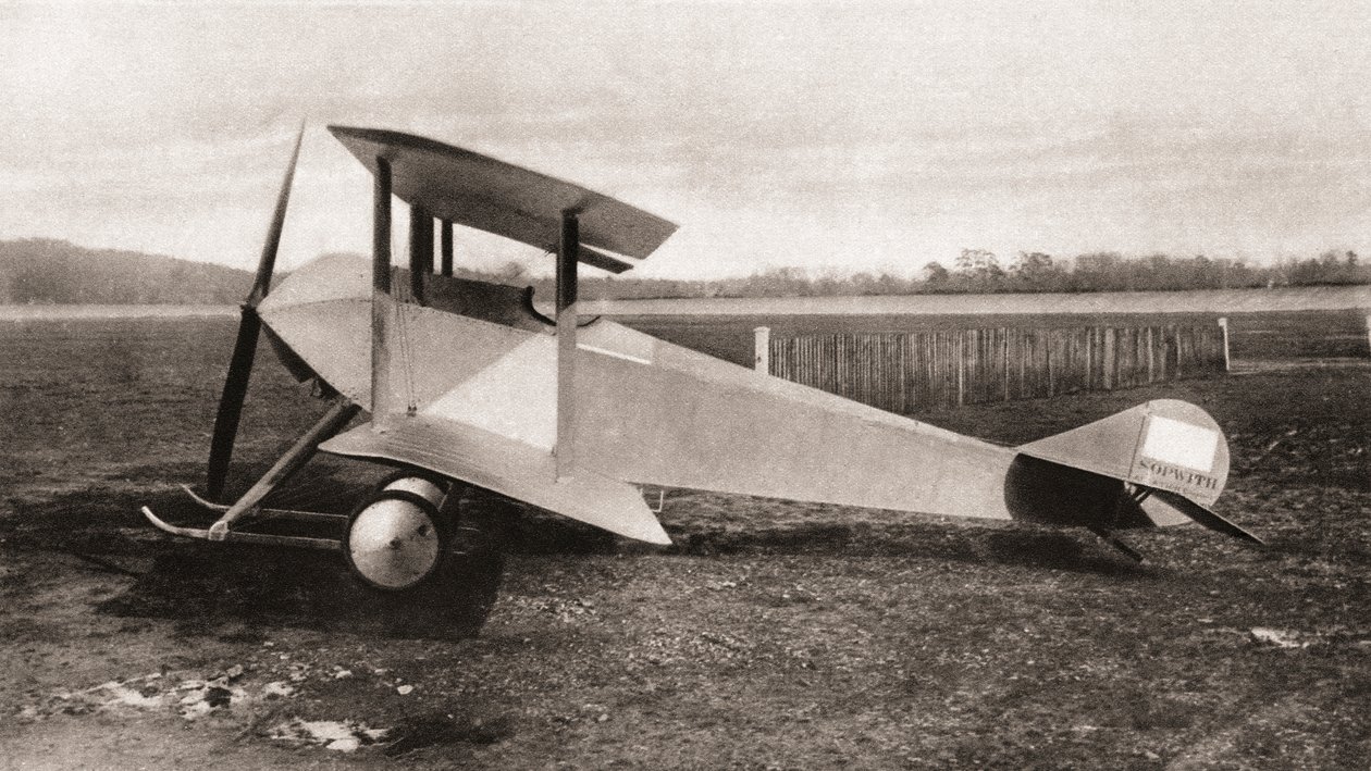 Egy Sopwith Tabloid, együléses felderítő traktor kétfedelű repülőgép, amelyet az első világháború alatt használtak, a The Illustrated War News-ból, 1915 alkotó: English Photographer