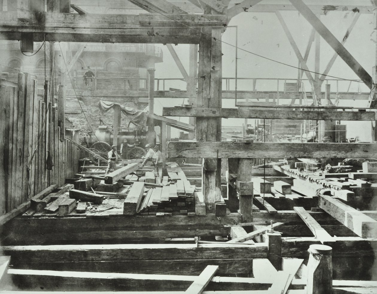 Blackfriars híd: folyamatban lévő építési munkák, 1869 alkotó: English Photographer