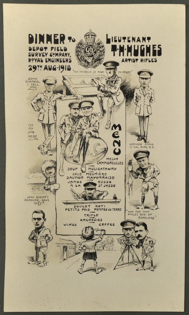 Vacsora T. H. Hughes hadnagynak, Artist Rifles, Depot Field Survey Company, Royal Engineers, 1918. augusztus 29. alkotó: English Photographer