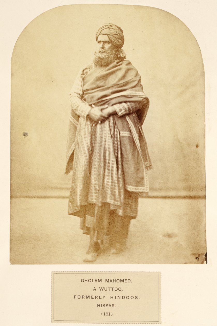 Gholam Mahomed, egy wuttoo, korábban hindu, hissar, az India népe című könyvéből, J. Forbes Watson, kiadta 1868-ban (albumnyomat) alkotó: English Photographer