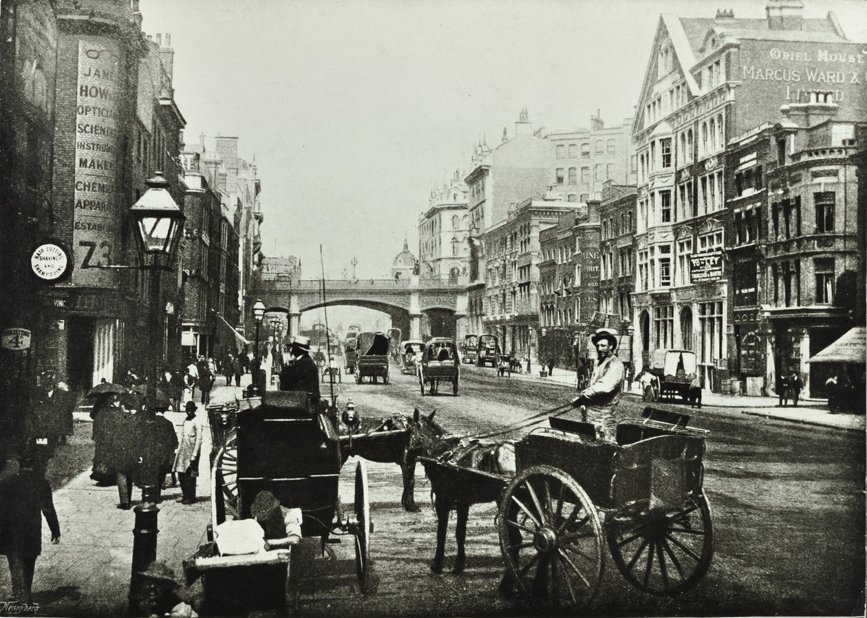 Holborn Viaduct, Farringdon Street, északra néz, London City, 1890 alkotó: English Photographer