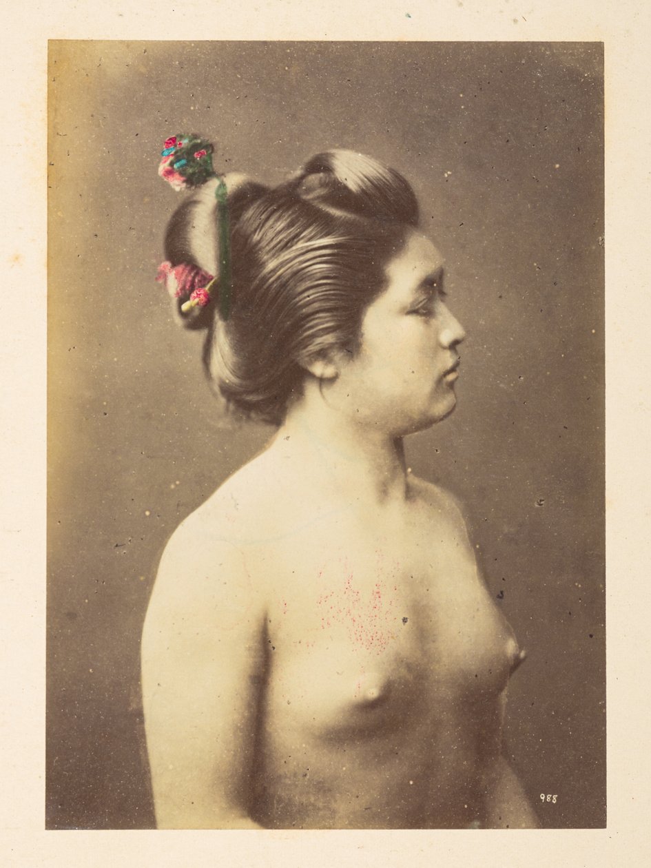 [Japán] Fürdő lányok, Félalakos jobb oldali profilportré egy meztelen fiatal nőről,  Fotós: Ismeretlen  Lucas Collection: Charles James és Morton P, Lucas világkörüli turnéjának fényképfelvétele alkotó: English Photographer